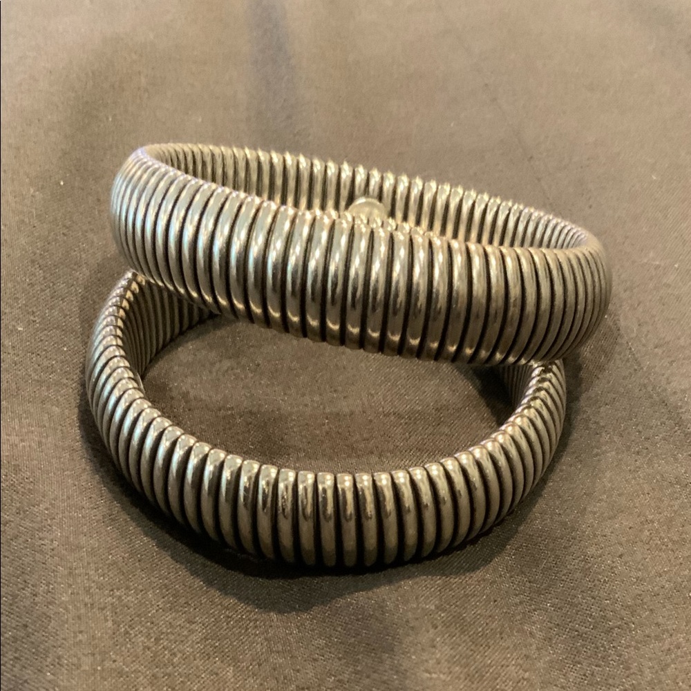 Stackable Silver Bracelets Stretchy - image 1